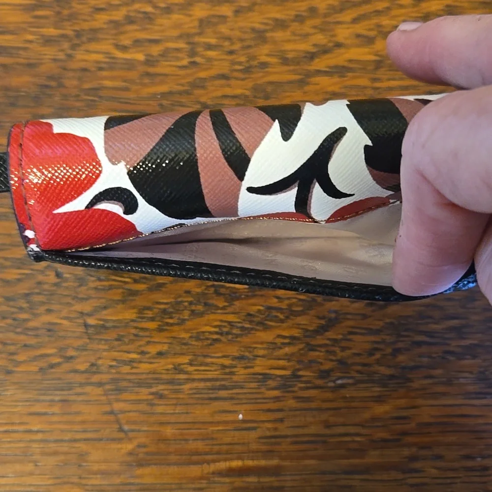 Kate Spade Compact Wallet With Key Ring In Red Poppy Field - Picture 4 of 16